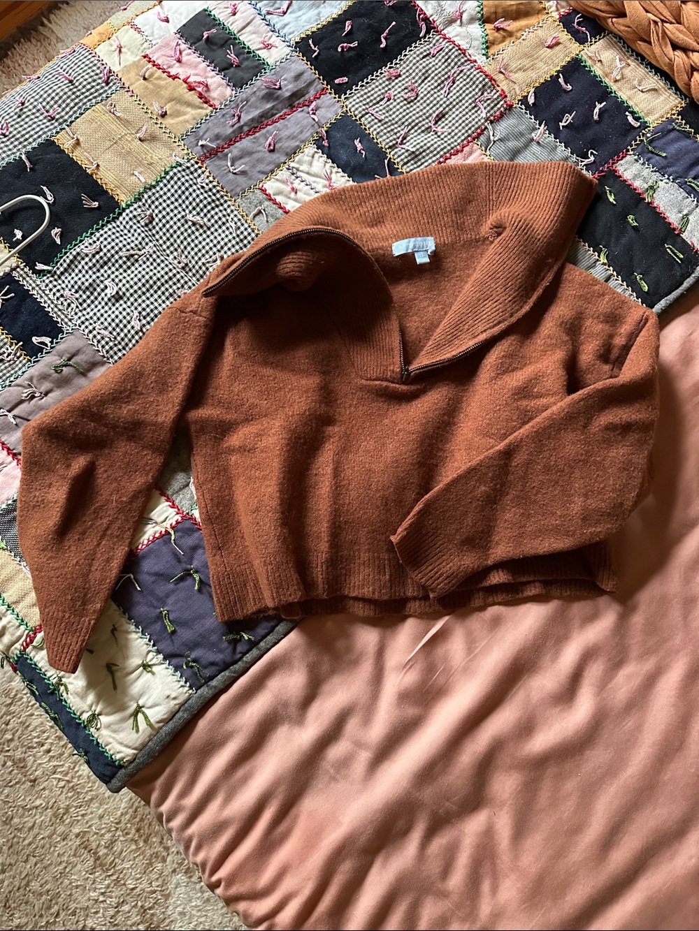 ANTONIO MELANI Rust Cropped Cowlneck Sweater